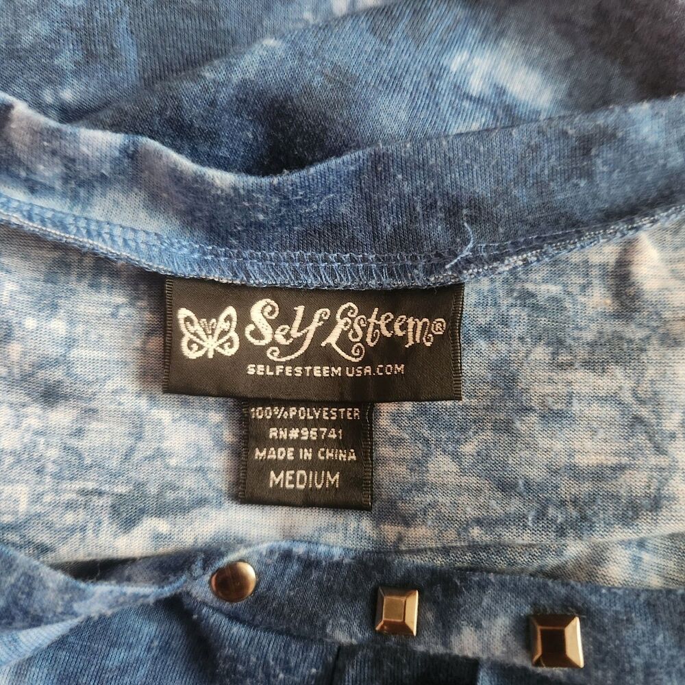 Self Esteem Woman's Tie Dye Studded Blue Blouse, Medium - Picture 4 of 5